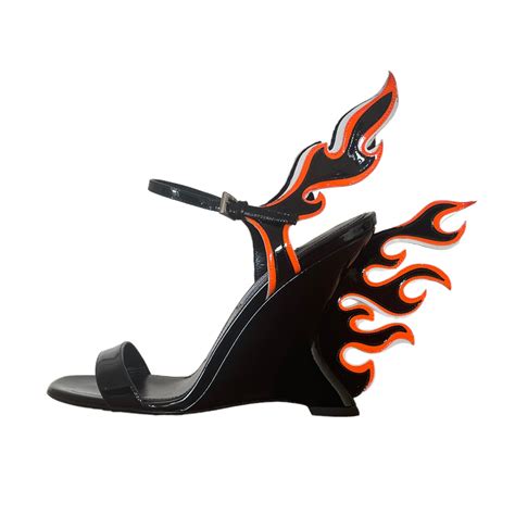 prada black flame heels|Prada wedge sandals sale.